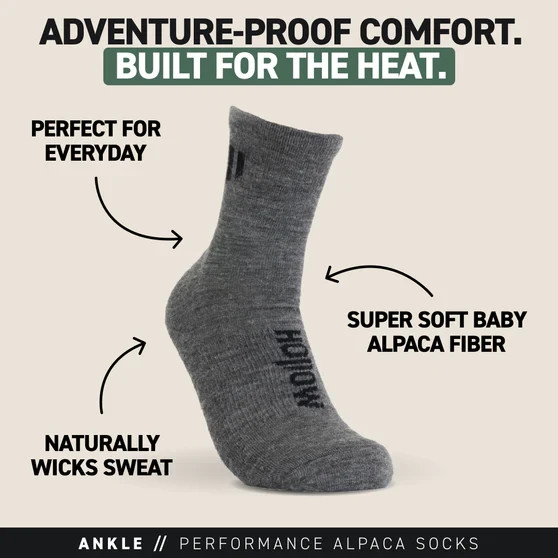 New Hollow Alpaca Ankle Socks Grey Large Men 10-13 Women 10.5-13