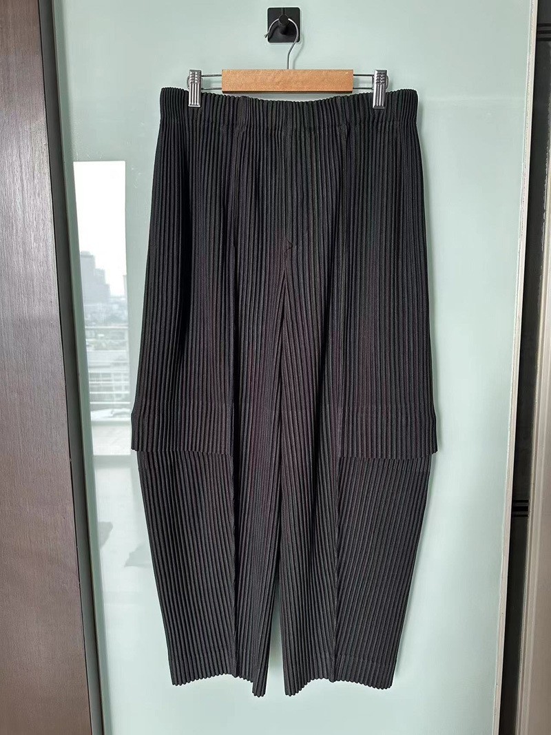 Homme Plisse ISSEY MIYAKE Straight Leg Black Casual Pants NOB JP [DDP]