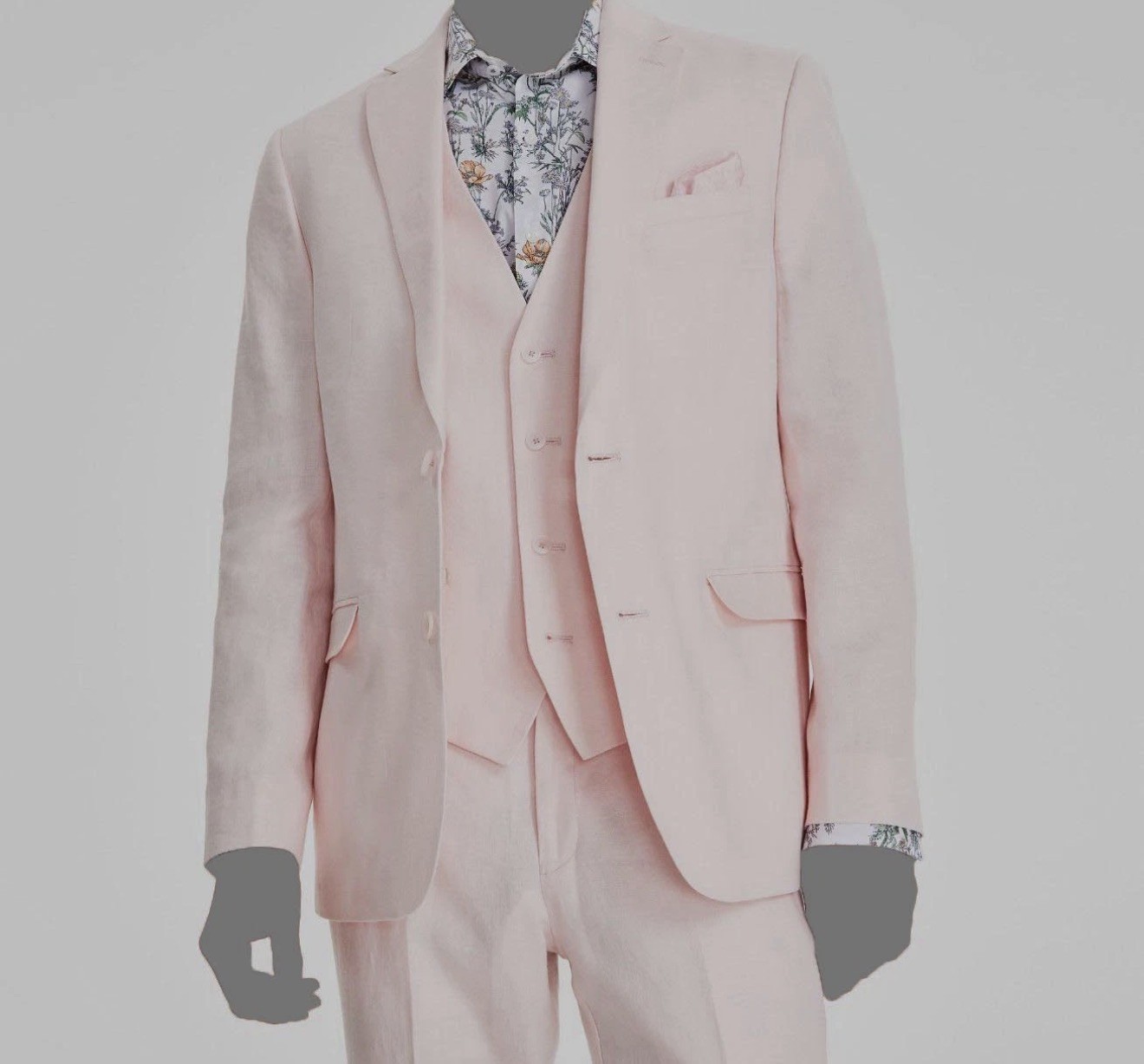 Bar III Men’s Pink Slim-Fit Linen 2-PC Jacket Pants Suit Size 40R 33W 30L