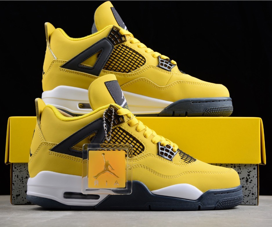 US Size 7-12 Jordan 4 Retro “Tour Yellow”Men’s Mid Top Basketball Shoes.