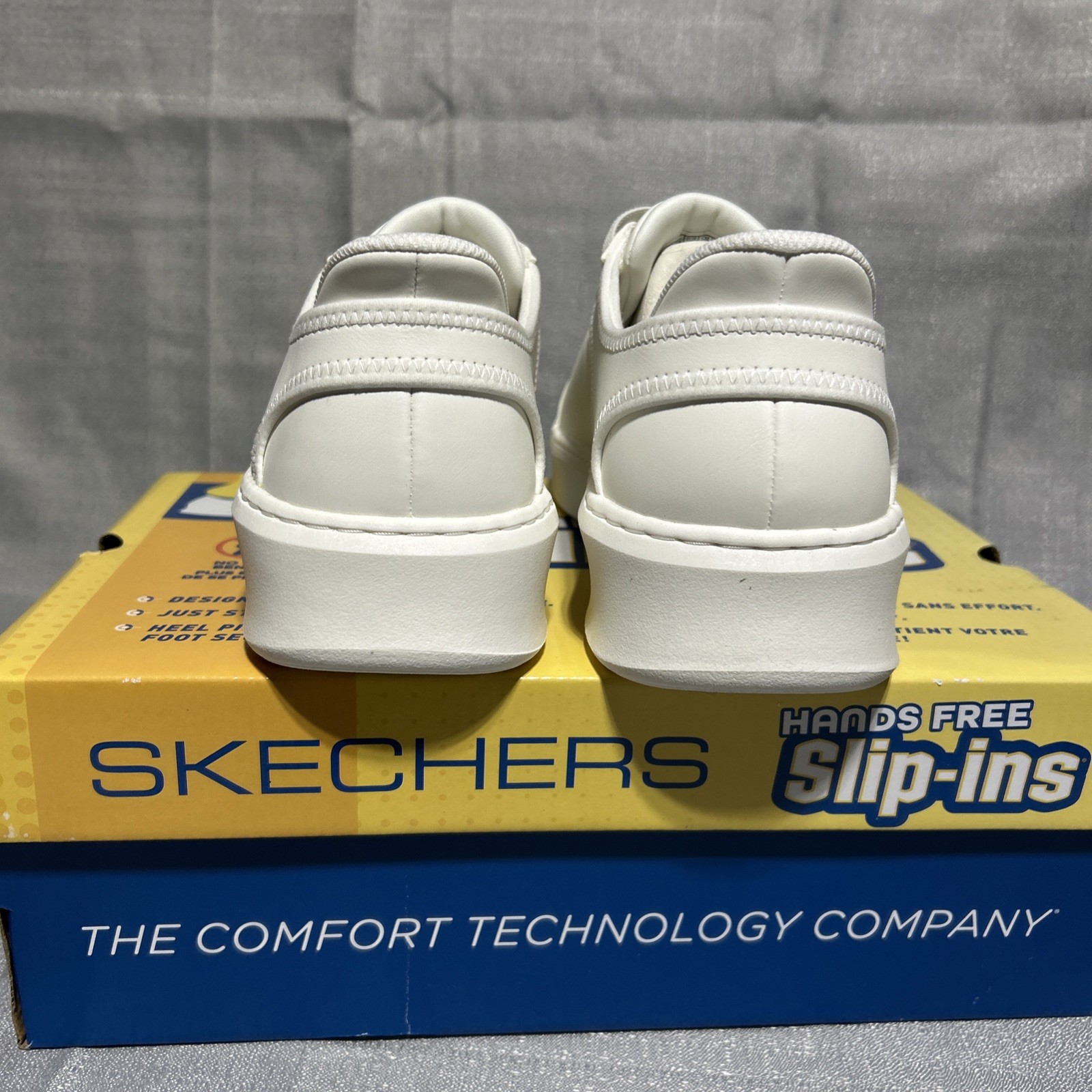 Men SKECHERS Court Break Double Vented Hands Free Slip-Ins Shoes SZ 11.5 White