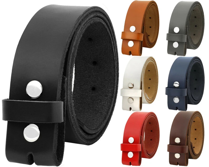 Falari Replacement One Piece Leather Belt Strap Without Buckle Snap on Strap 1.5
