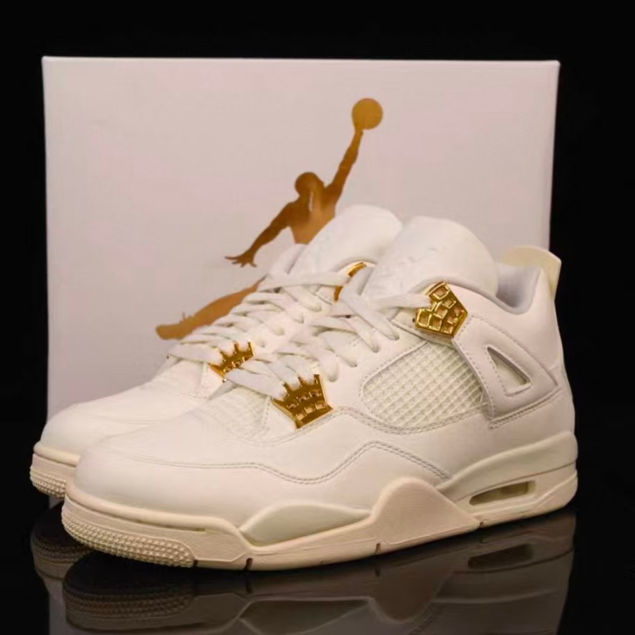 US Jordan 4 “Metallic Gold” Retro Mid-Top Basketball Shoes