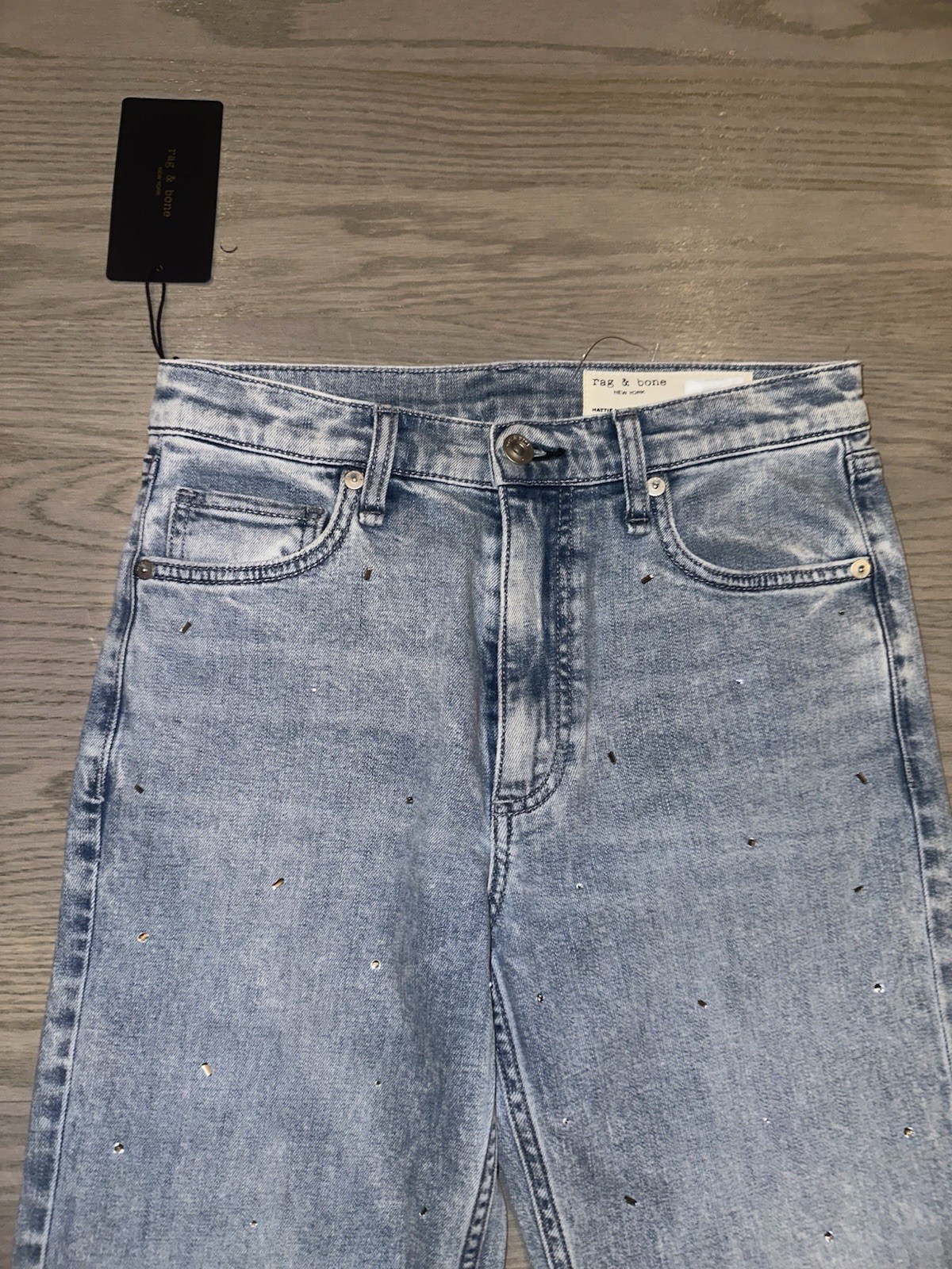 rag & bone Women’s Mid Rise Straight Jeans Light Wash Blue Denim 5-Pocket