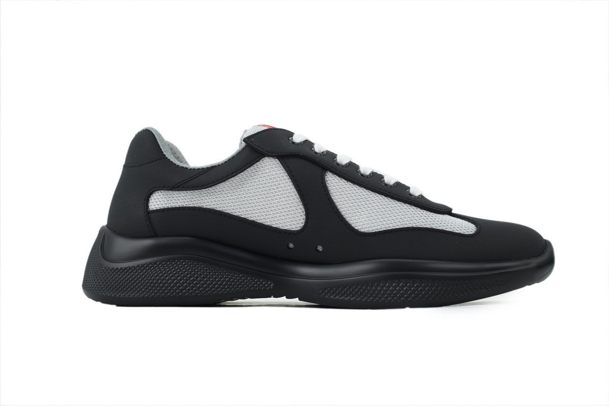 Prada Low Top Sneakers Black Leather Grey Mesh All Black Chunky Sole Men’s