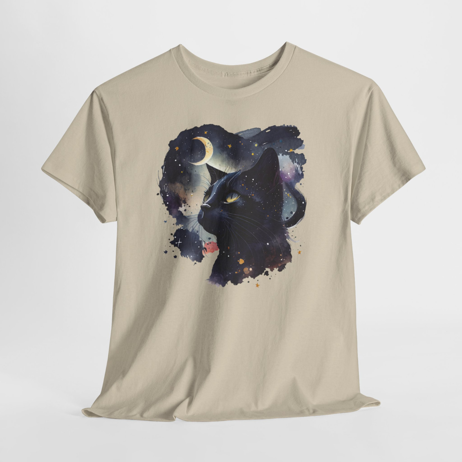 Black Cat Moon Stars Gift Graphic T Shirt Tee Top S-XL Plus Size 2X 3X 4X 5X NWT