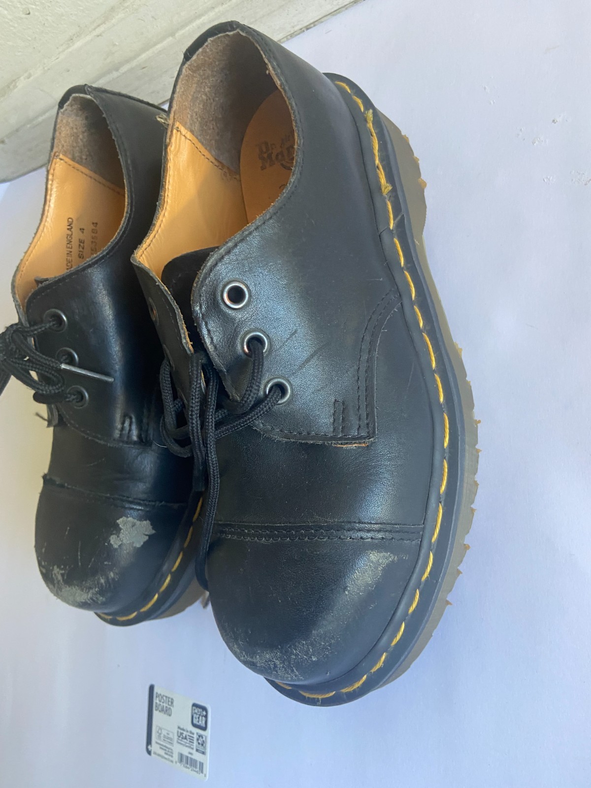 Dr Martens Women’s Uk 4/Women’s US 6/ Men’s 5-Unisex Steel Toe Blk Leather Shoes