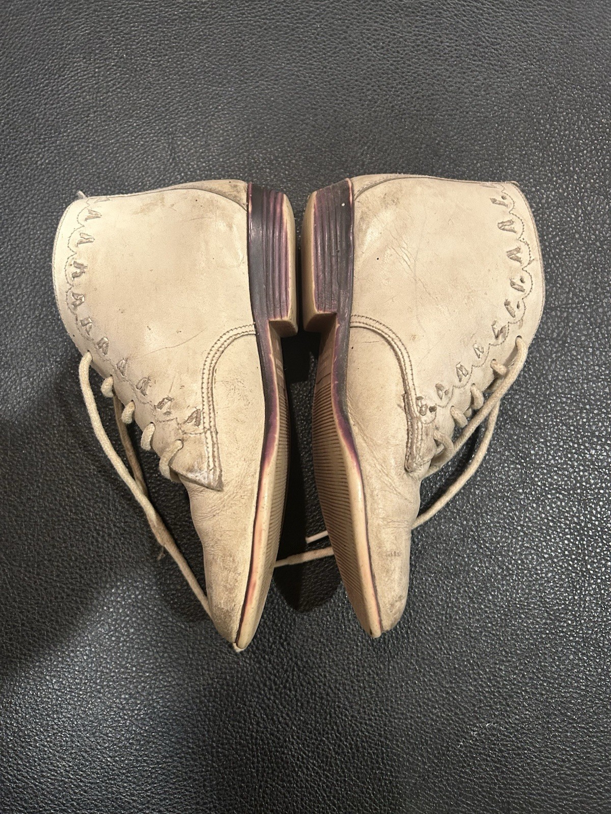 Vintage childs leather upper shoes size 11 Oxford Brazil 7 1/4 inches