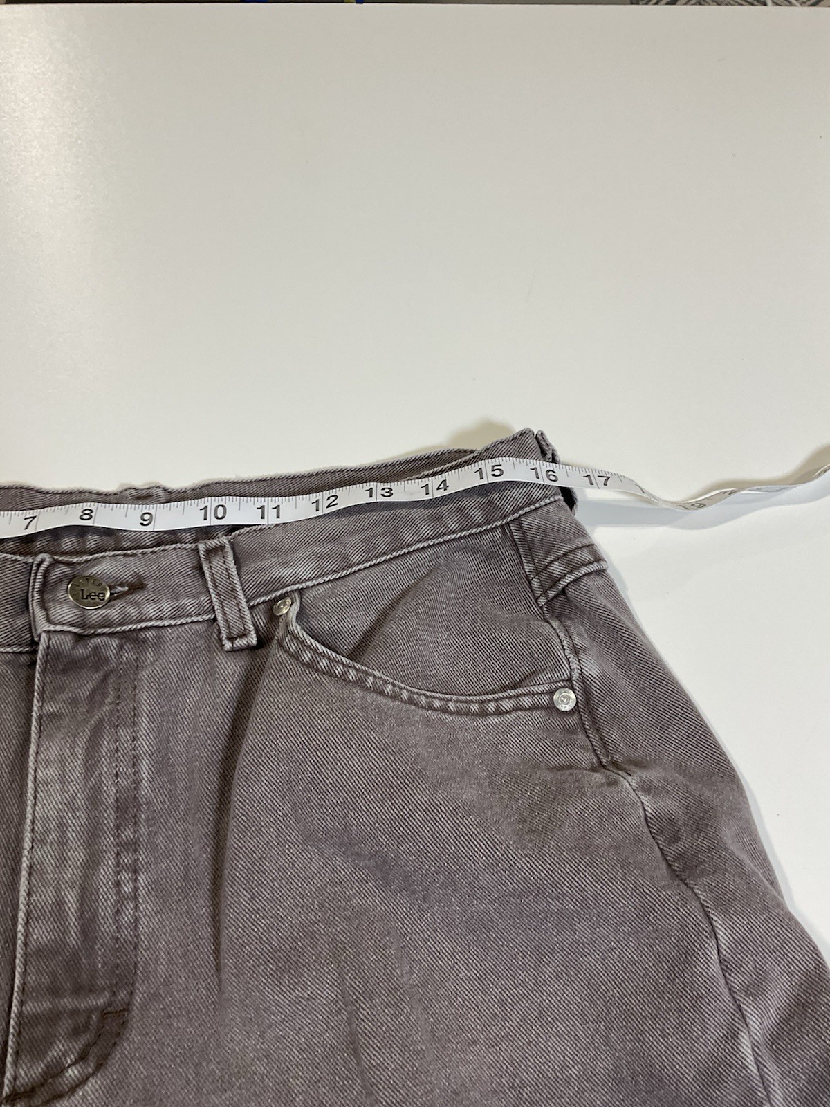 Vintage Lee Riveted Jeans Womens 32×30 Grey High Waisted Denim Straight Leg 90s