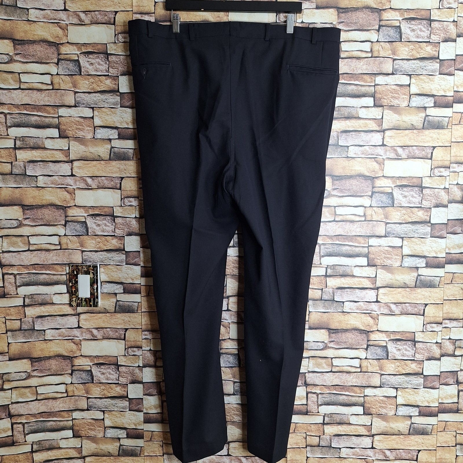Evan Picone 2 Piece Suit Mens 50L 42X33 Black Vintage Single Vented Wool