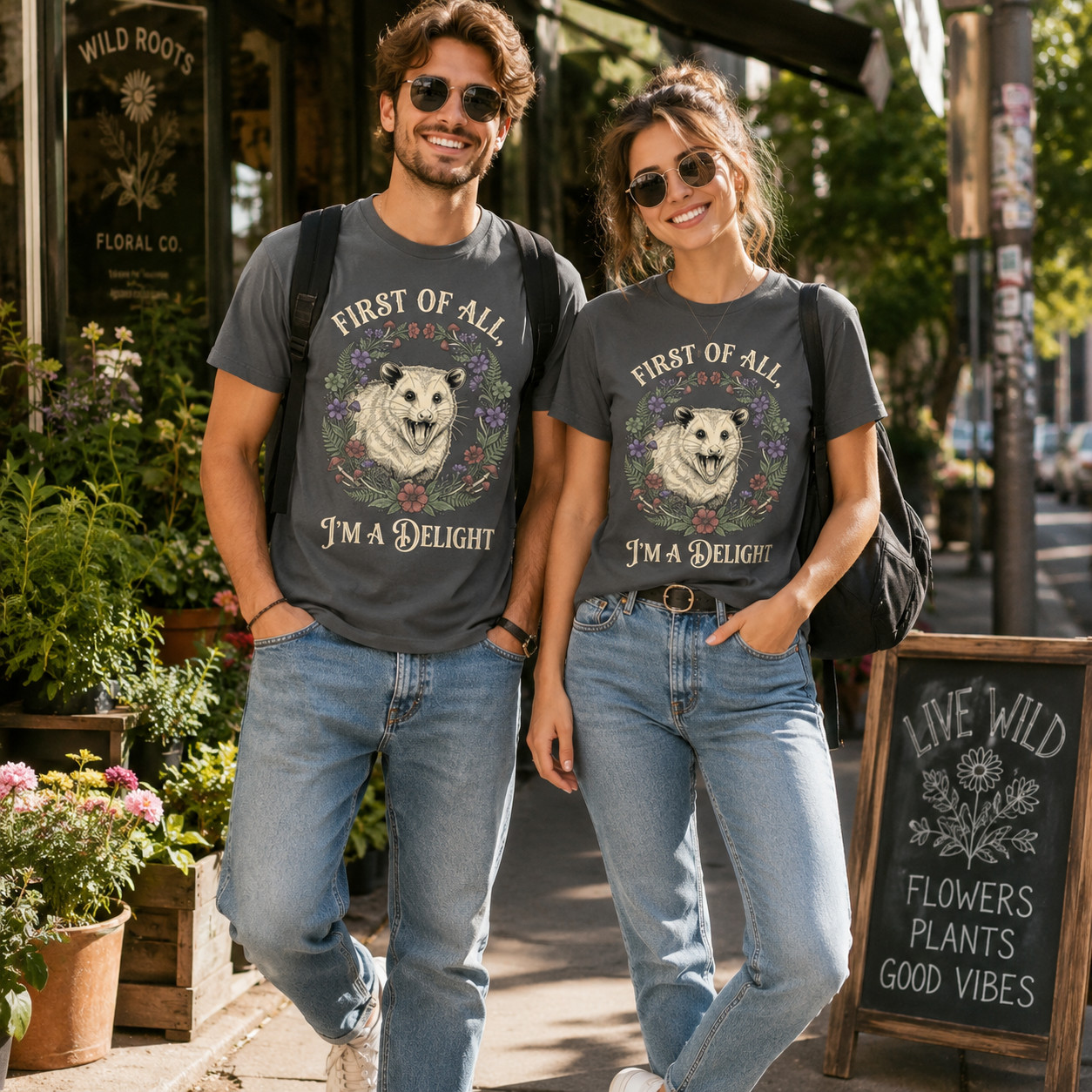 First Of All I’m A Delight Sarcastic Possum Opossum Vintage Women T-Shirt