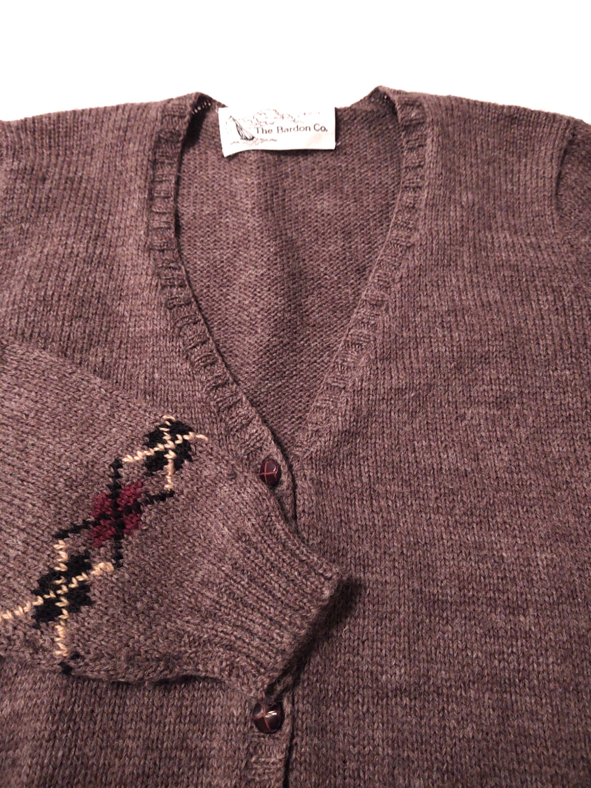 THE BARDON CO. Cardigan 100% SHETLAND Wool (M) Sweater HAND KNITTED IN SCOTLAND