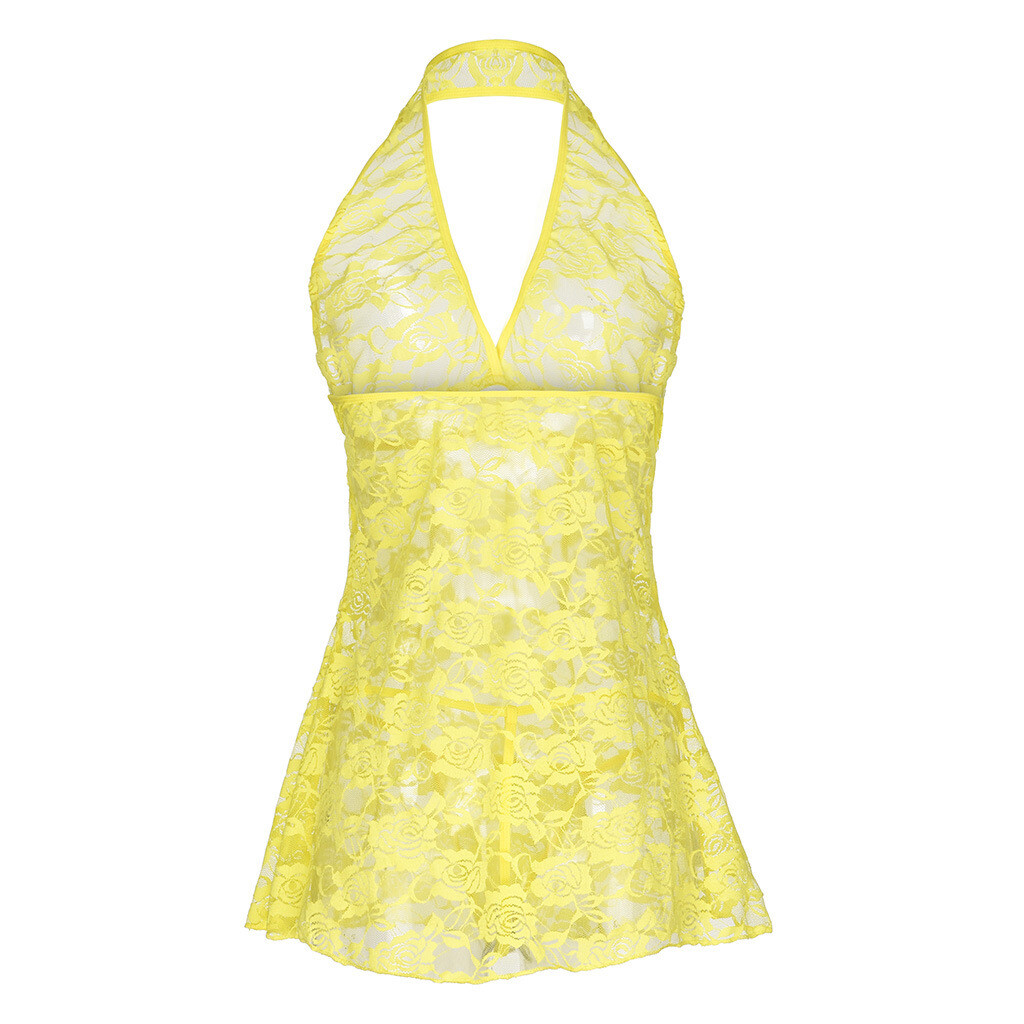 Sexy Women’s Lingerie Floral Lace Sleepwear Underwear Dress See-Thru Babydoll US