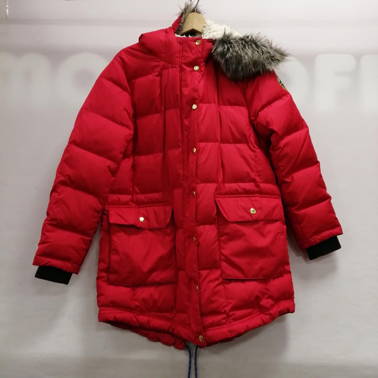 EDDIE BAUER Boa Hooded Down Jacket Red PL Immaculate Used