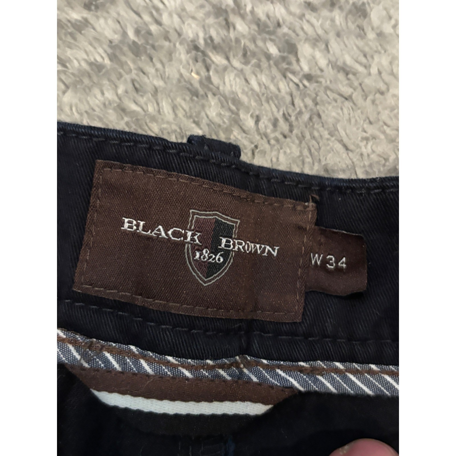 Black Brown 1826 Mens Navy Blue Cotton Pleated Classic Fit Shorts Size 34 NWT
