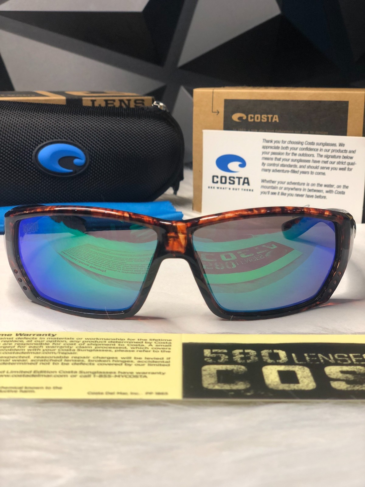 NWB Costa Del Mar Fantail Sunglasses Tortoise Blue Mirror Polarized 580P UV