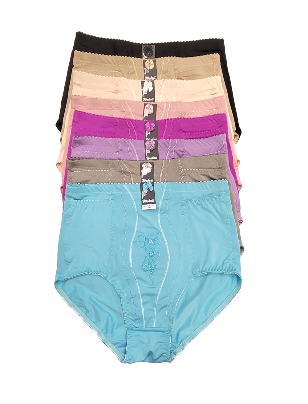 Women High Waist Pockets Tummy Control Full Coverage Girdle Brief Panties S-4XL