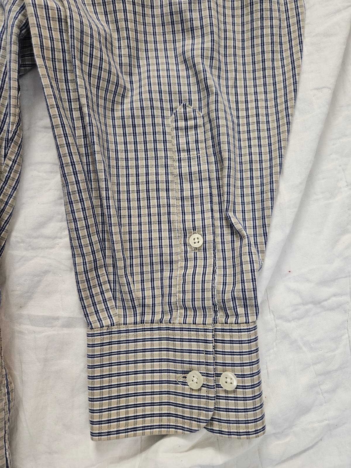 Chaps Mens Dress Shirt 16 16.5 32/33 Classic Fit Twill Plaid Wrinkle Free Blue