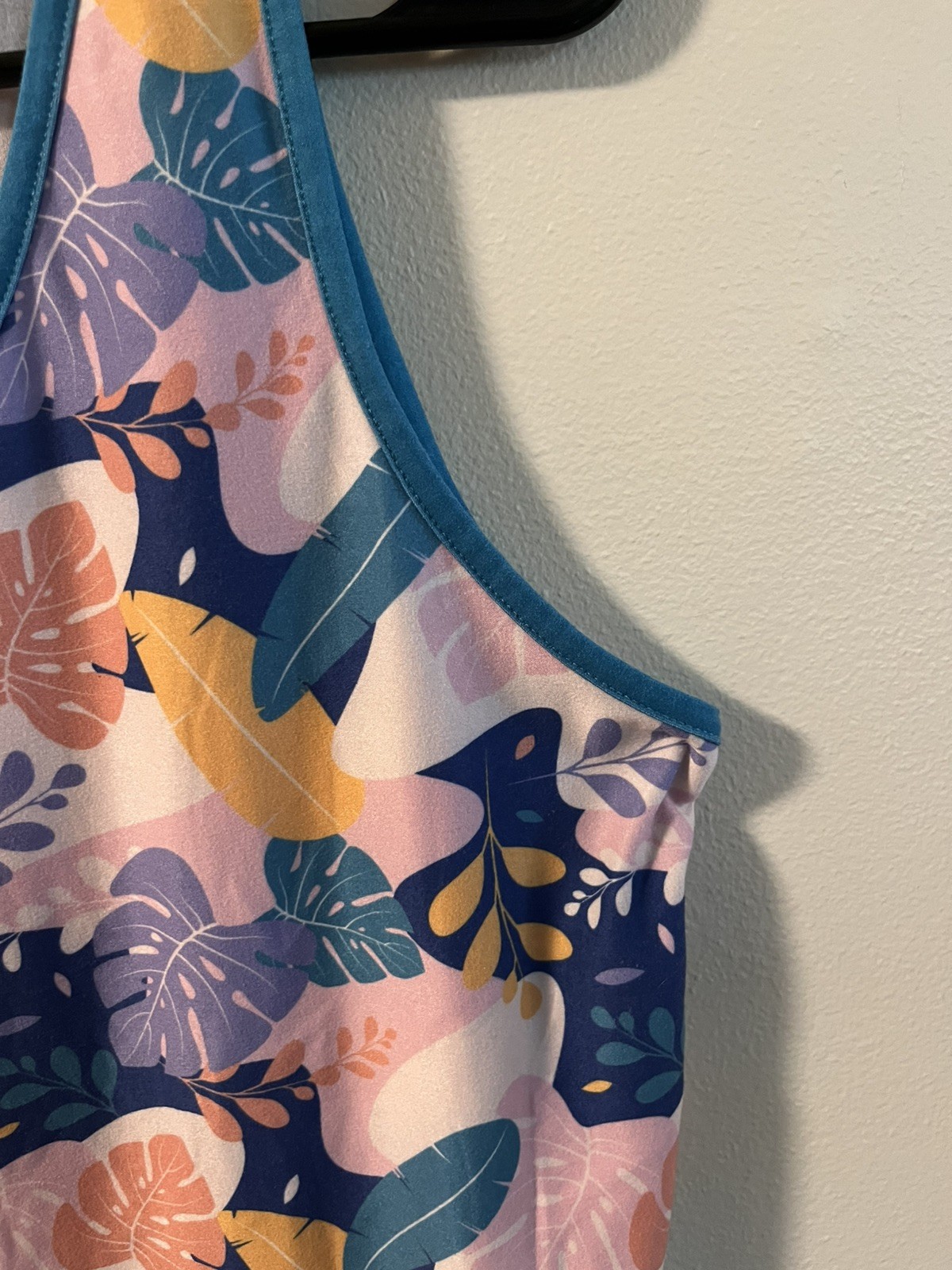 Pop Fit CheekBoss Y2K Pastel Tank Crop Monstera Leaves Festival Stretch Lg