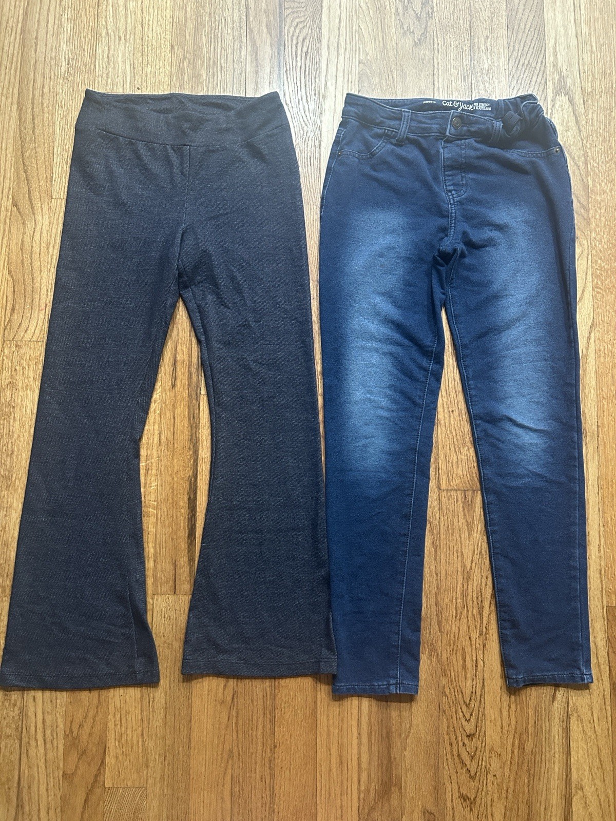 Cat & Jack Dark Navy Flare Leggings & Indigo Skinny Jeans Duo Girls 10/12