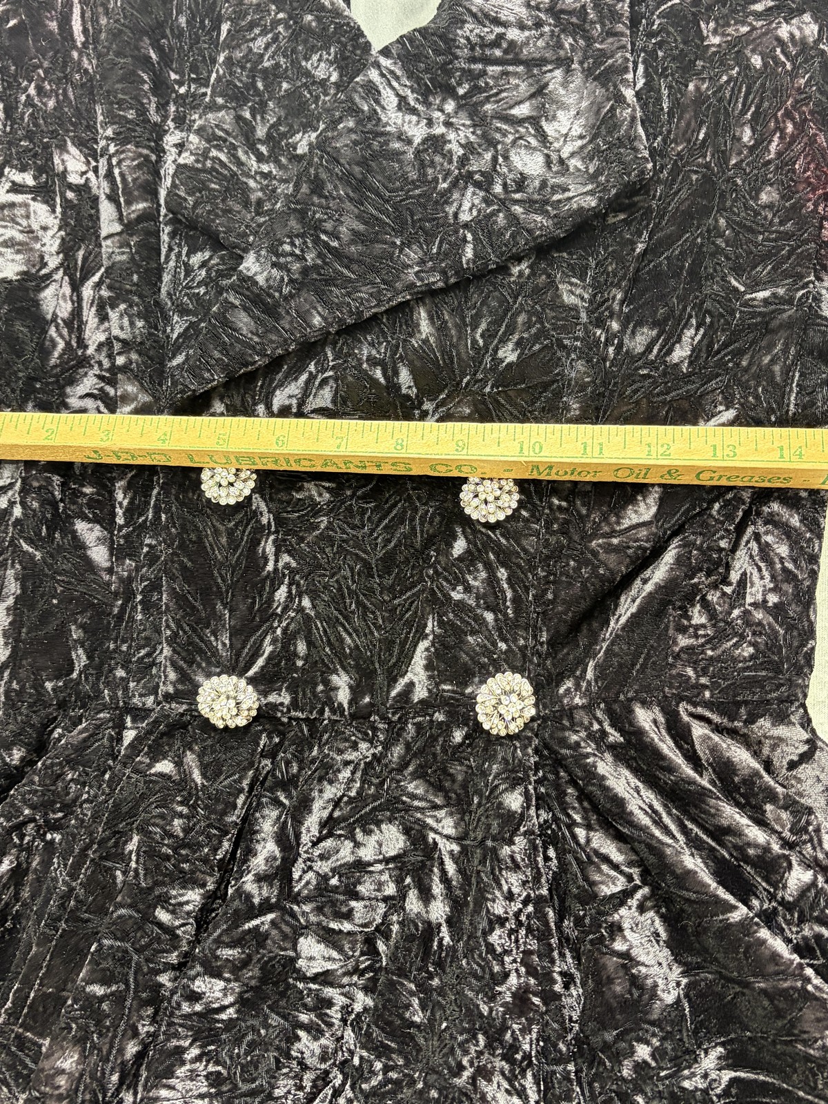 Vintage Holly Sharp Dress Womens Small Black Crushed Velvet Double Breasted 80s