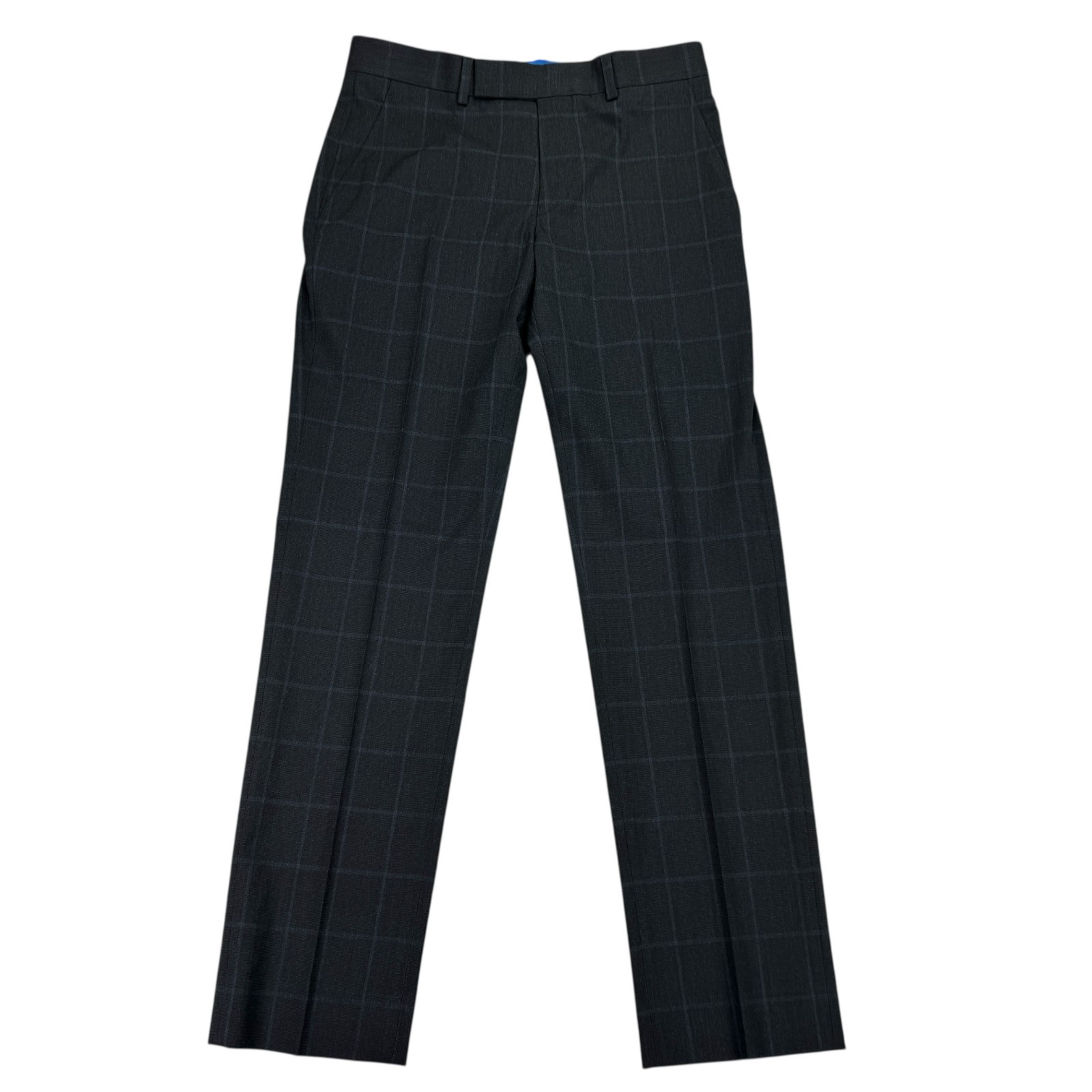 Kenneth Cole Mens 2-Piece Slim Fit Ready Flex Windowpane Suit Dark Blue 36S 29W