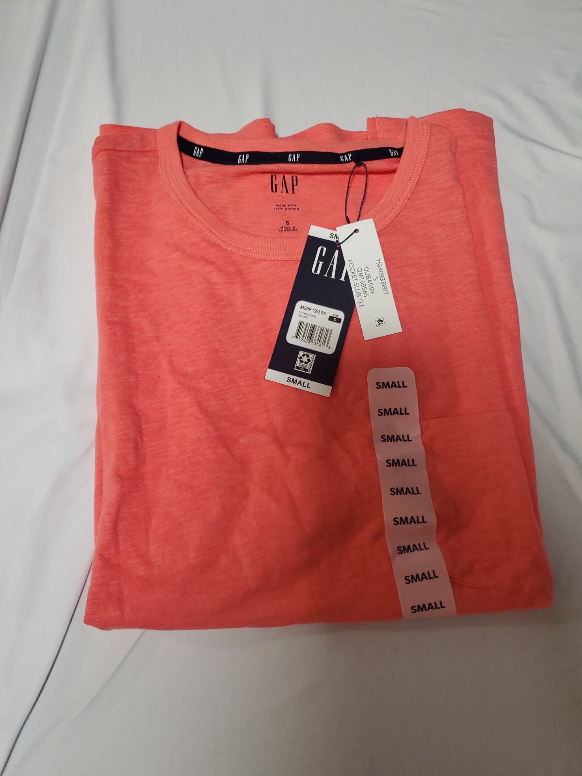 GAP Men’s Crew Neck Short Sleeve Pocketed Slub T-Shirt Small