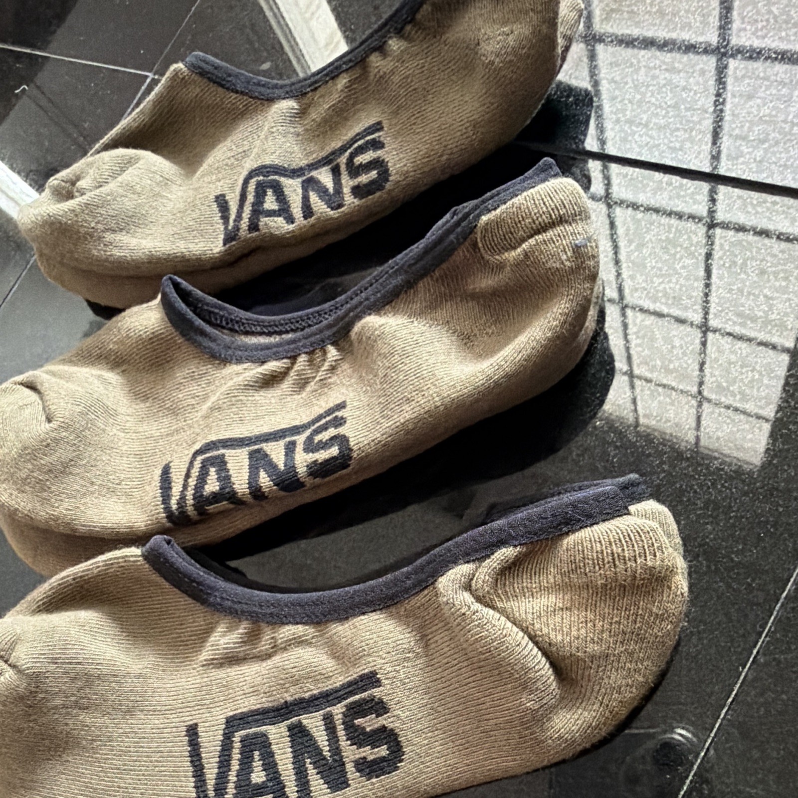 VANS Unisex Adults Sneaker Socks No-Show Size M Green Logo 3 Pairs