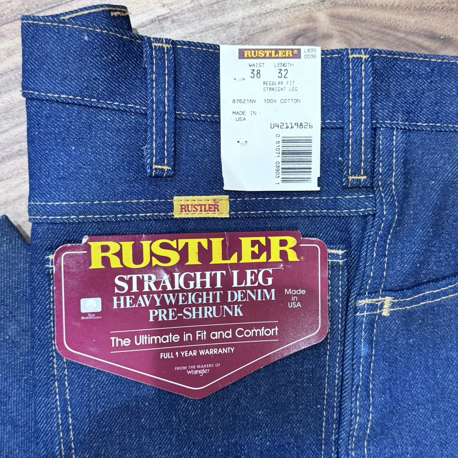 2 New Rustler By Wrangler Heavy Weight Denim Mens 38×30 Straight Leg 100% Cotton