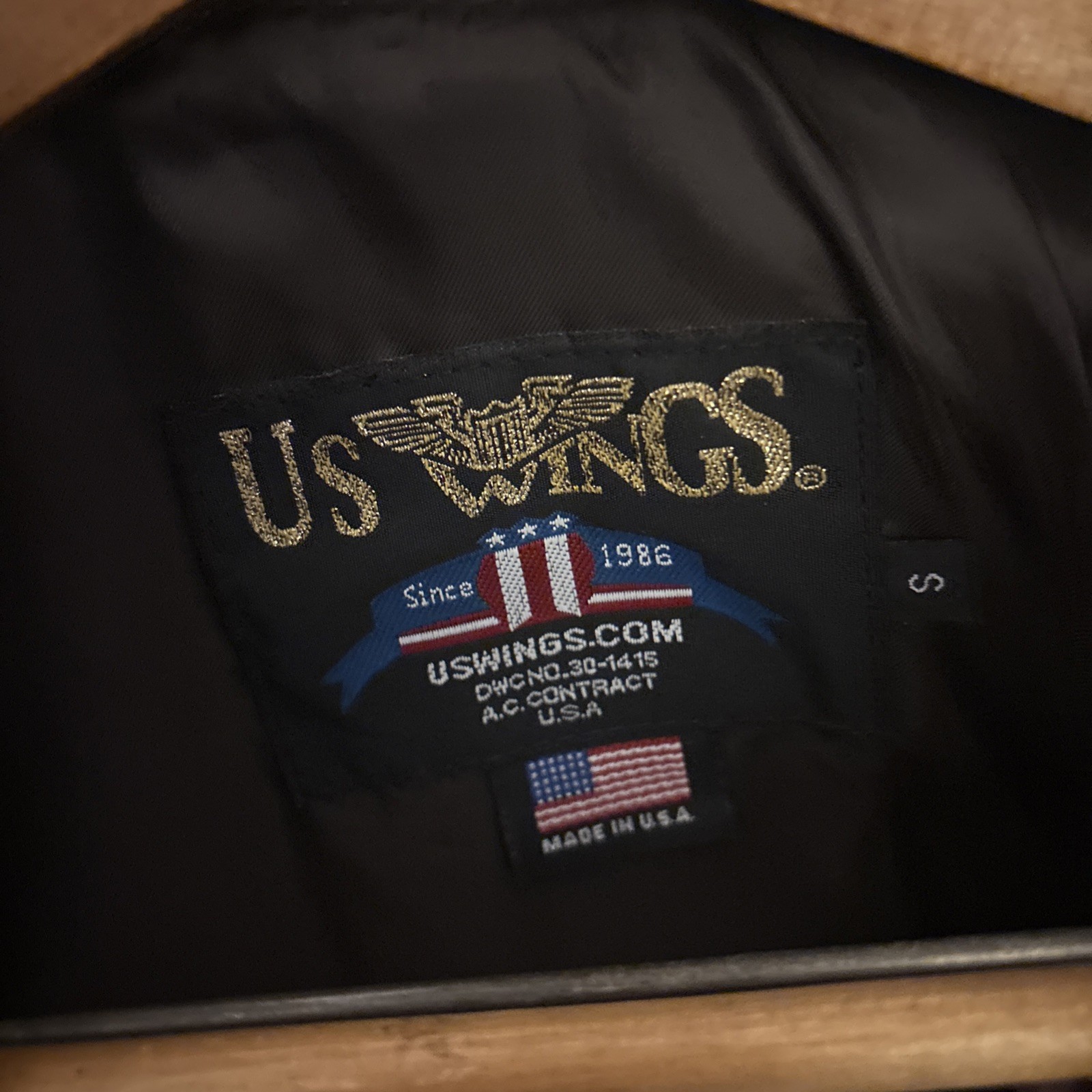 US Wings A-2 Flight Jacket Genuine Leather Bomber Made in USA Mens Small 30-1415