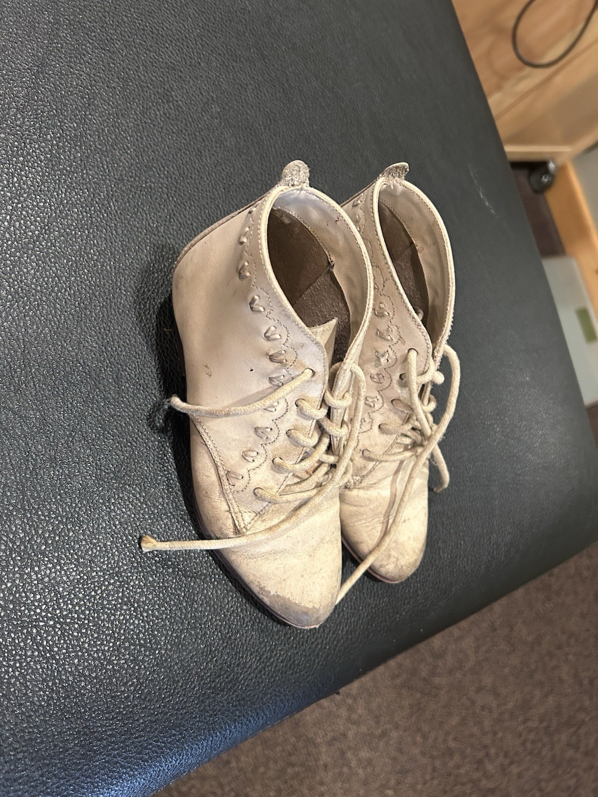 Vintage childs leather upper shoes size 11 Oxford Brazil 7 1/4 inches