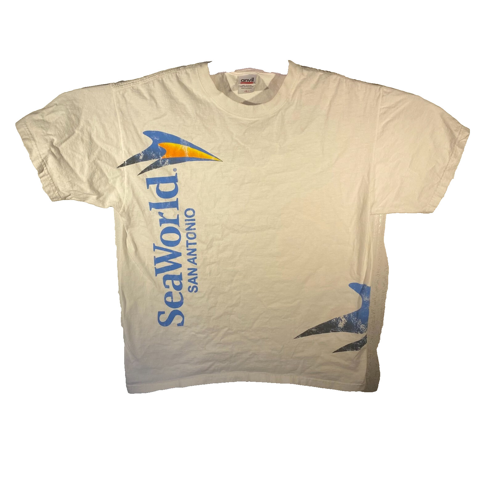 Anvil Mens White Casualwear SeaWorld San Antonio Pre-Shrunk T-Shirt Size Large
