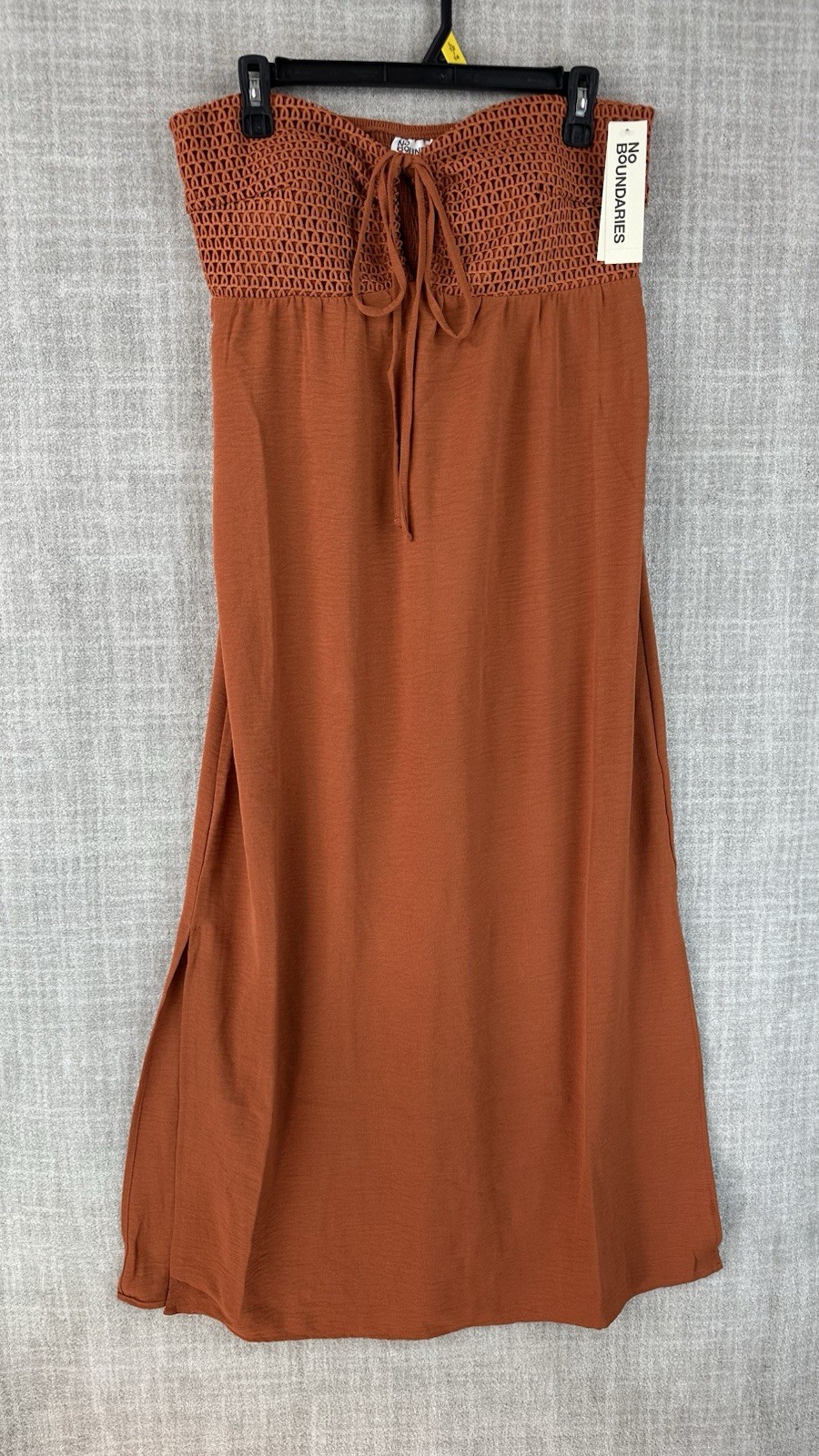 No Boundaries Maxi Dress Womens L (12-14) Saturn Rust Strapless NWT Burnt Orange
