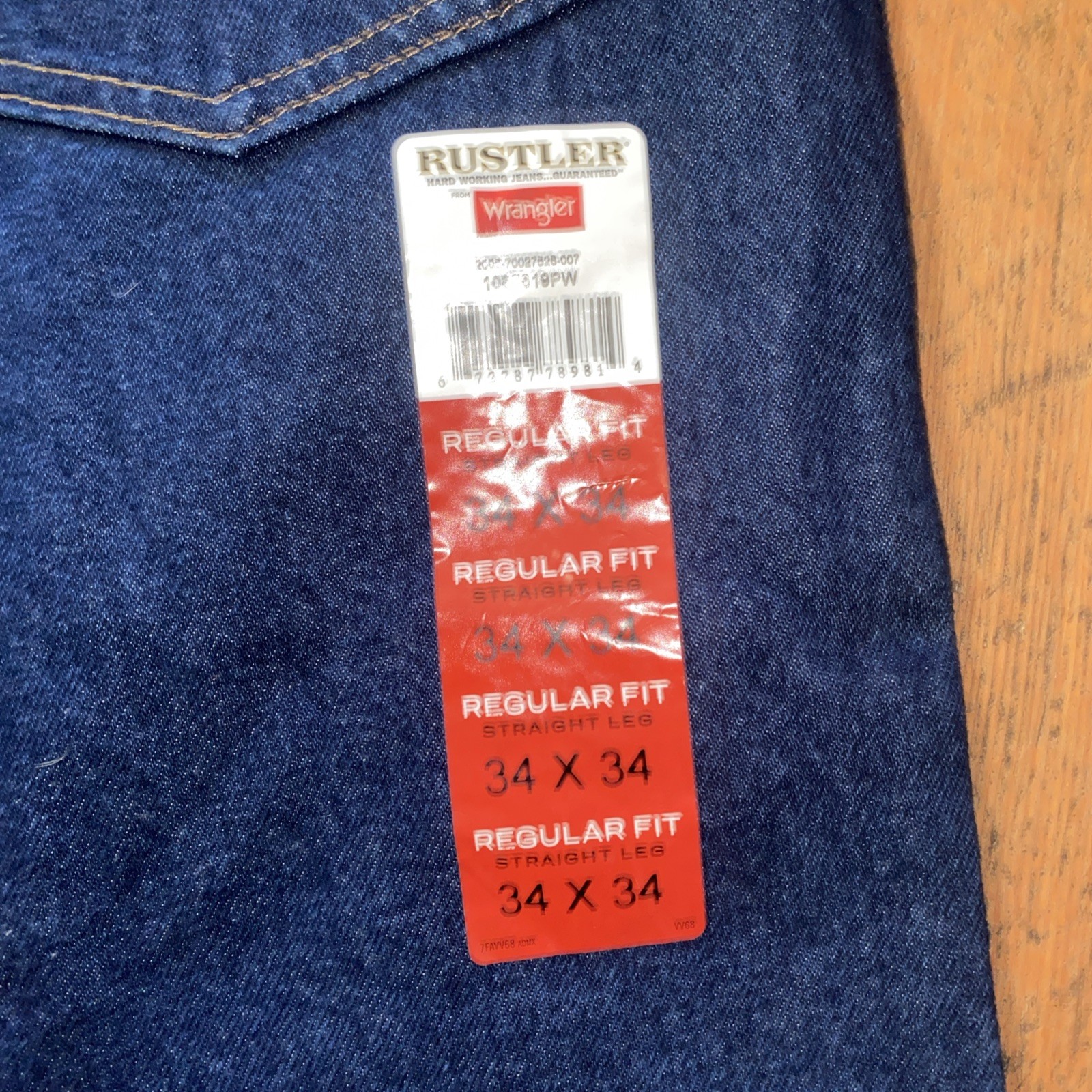 Rustler by Wrangler Regular Fit Straight Dark Blue Men’s Jeans 34x 34 NWT