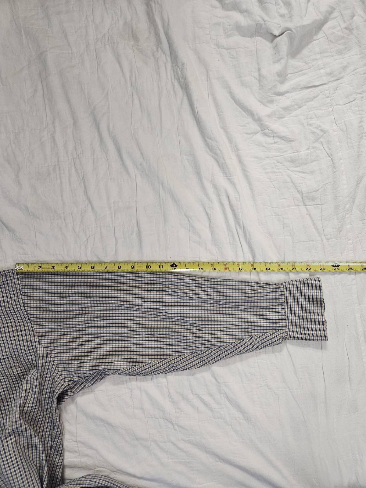 Chaps Mens Dress Shirt 16 16.5 32/33 Classic Fit Twill Plaid Wrinkle Free Blue