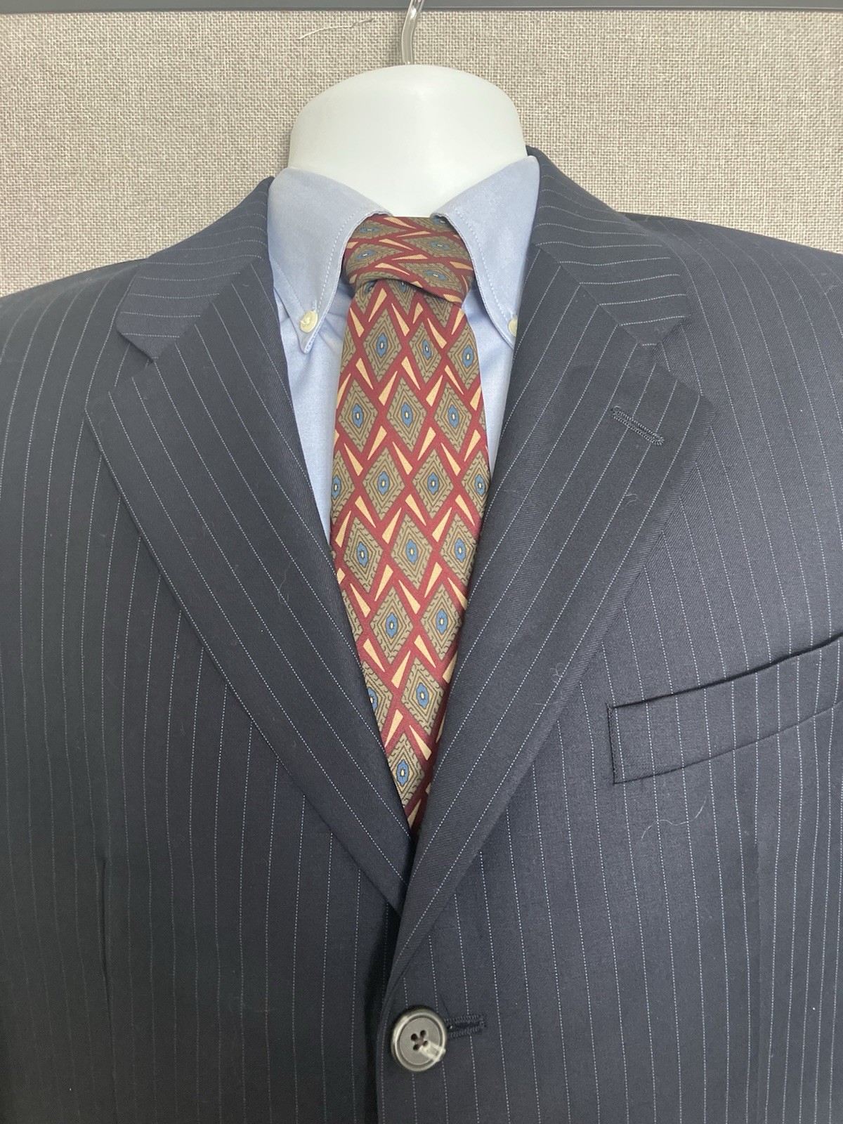 Lauren Ralph Lauren Pinstripe Wool Suit Jacket 40R 3-Button Half Canvas L&T