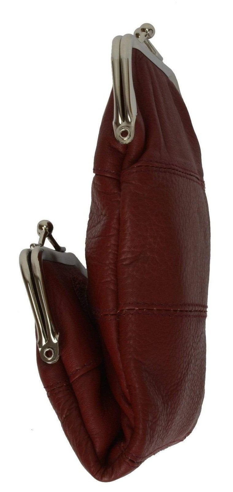 Womens Leather Cigarette and Lighter Case with Twist Clasp (Wine)