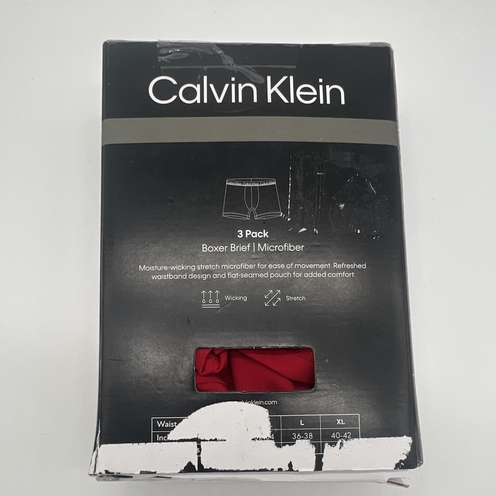 Calvin Klein Men’s Microfiber Boxer Briefs Moisture Wicking Stretch 3-Pack L