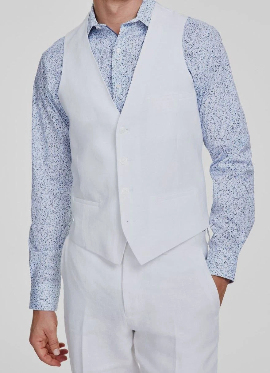 $115 Bar III Men’s Large Slim Fit Linen White Suit Vest Brand New With Tags