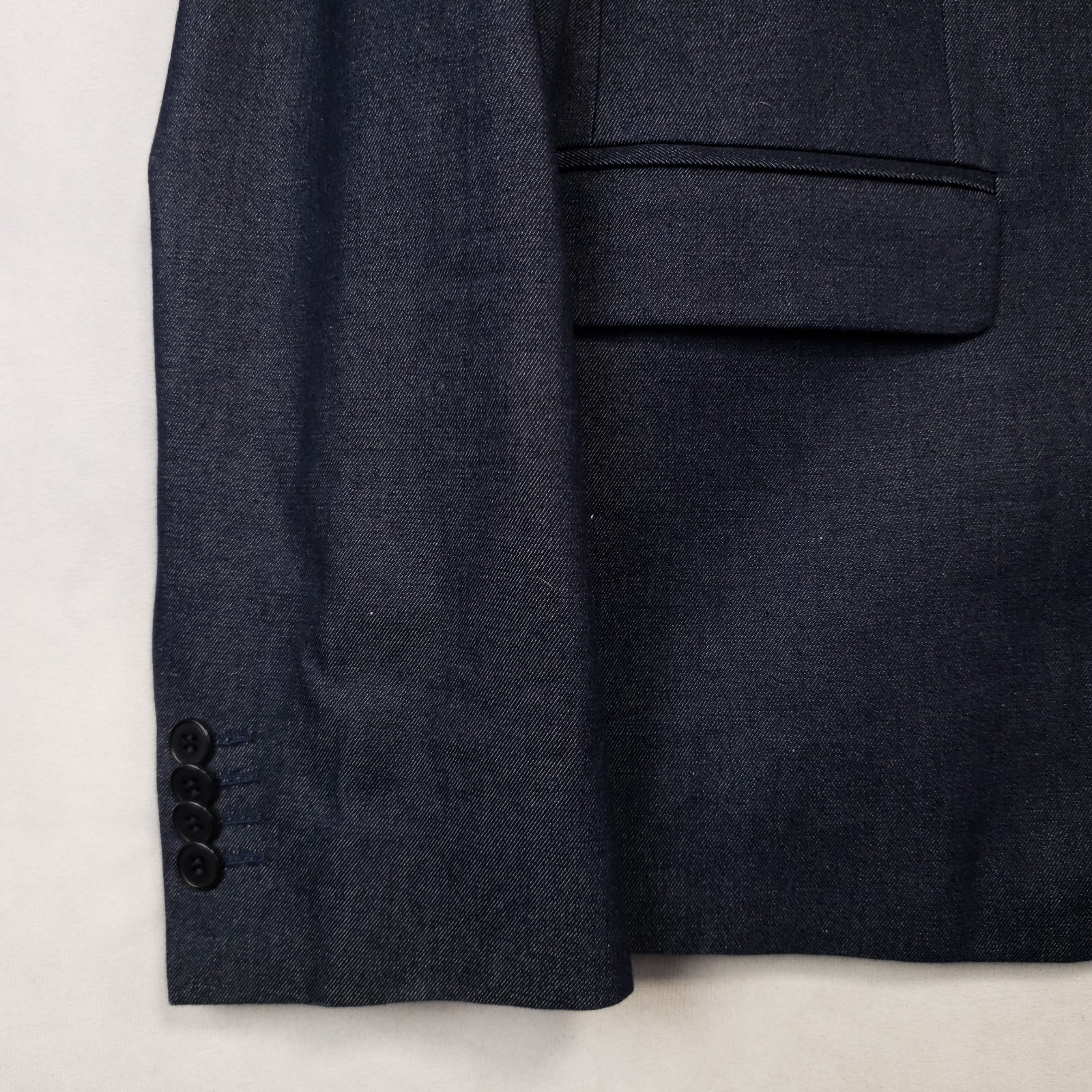 H&M Sport Coat Mens 38R Slim Fit Blue Cotton Chambray Two Button Double Vented