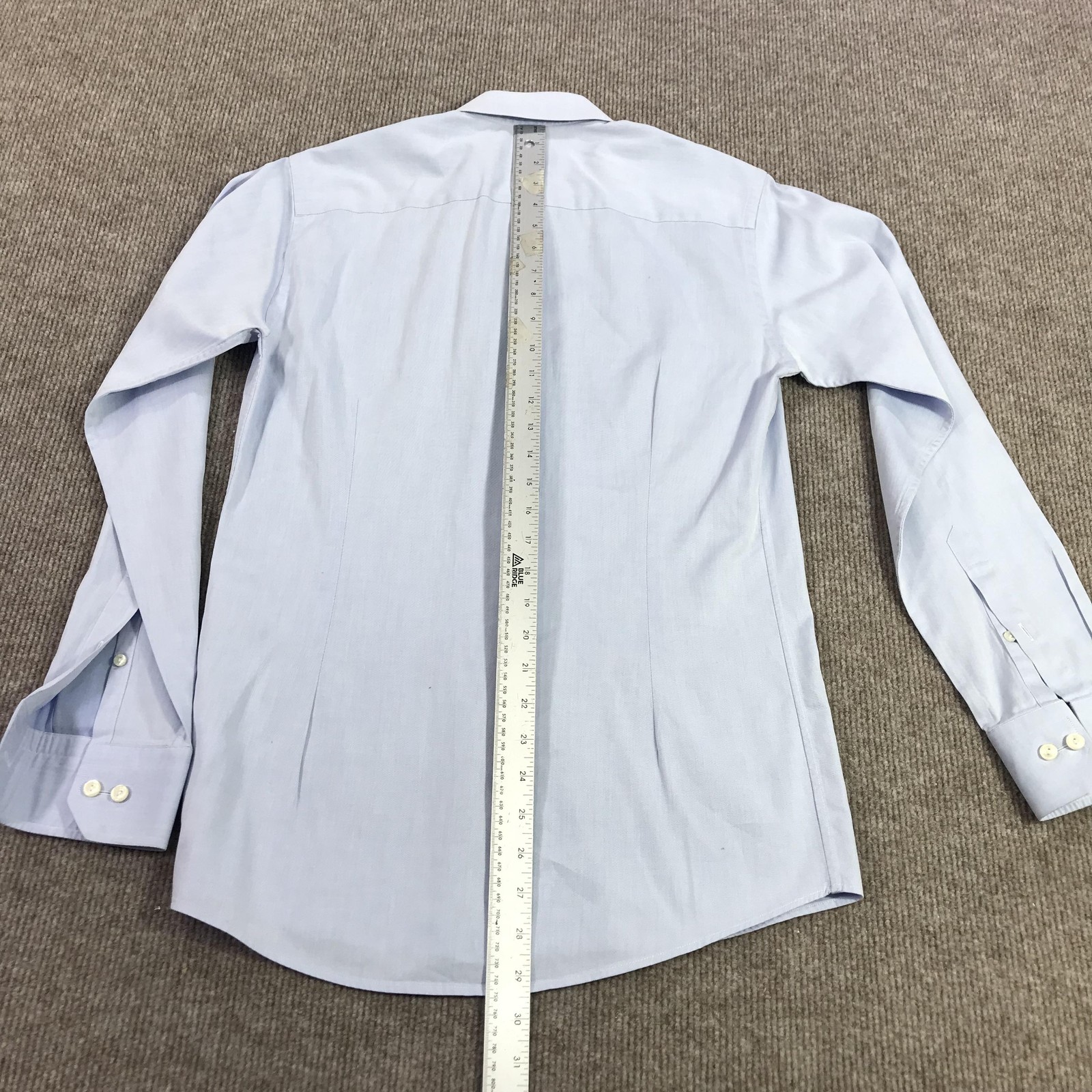 Eton Dress Shirt Mens 15 38 Blue Solid Twill Slim Fit Spread Collar Long Sleeve