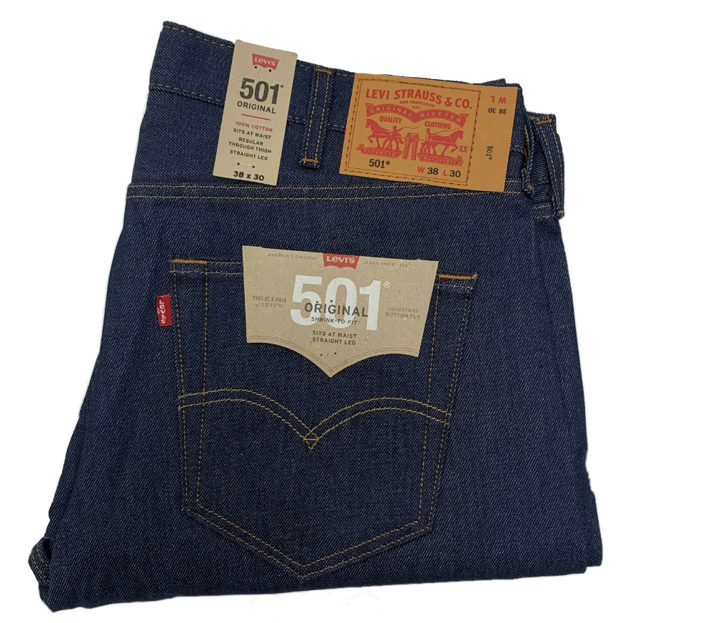 Levis 501 Shrink To Fit Button Fly Jeans Straight Leg Color Blue Rigid 0000