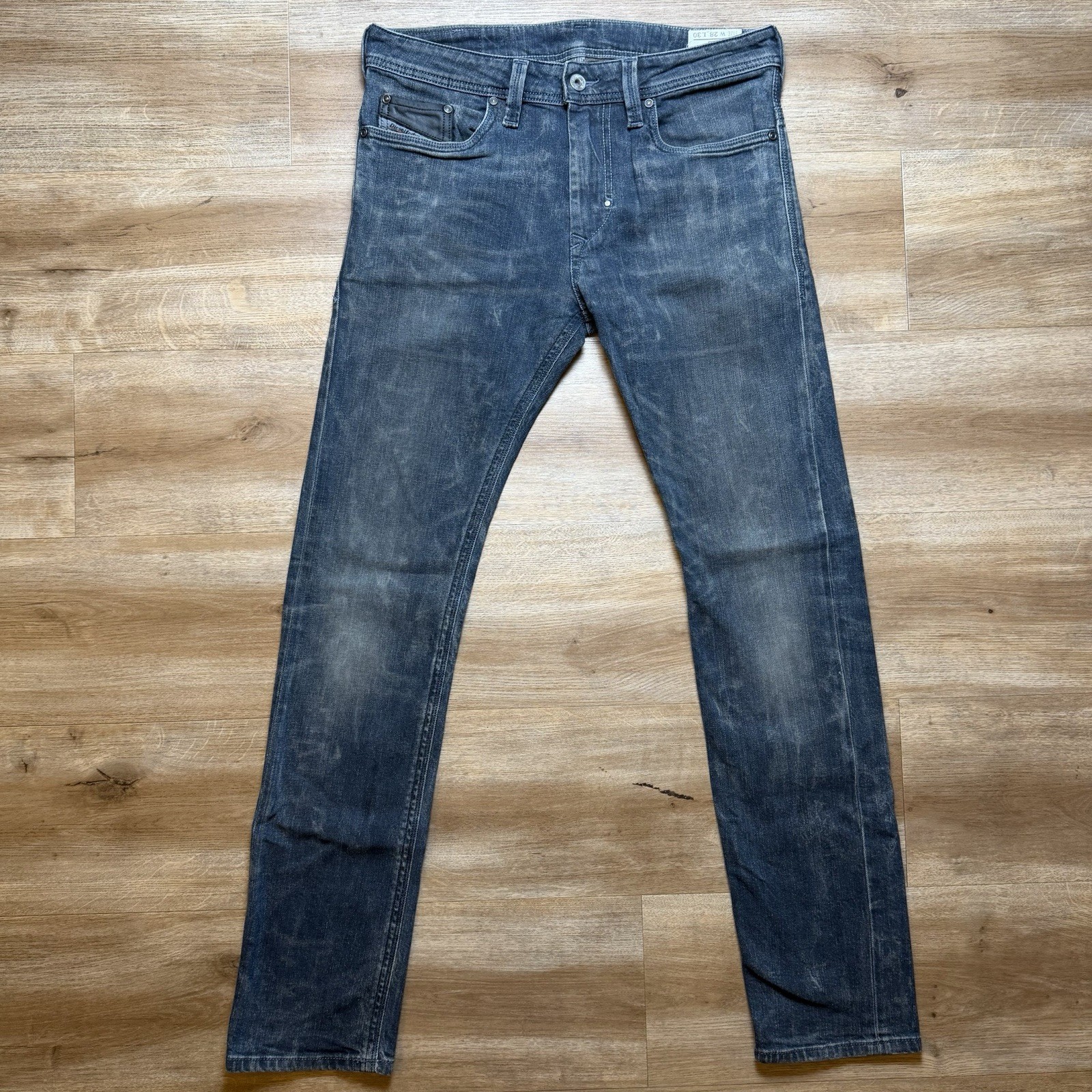 Diesel Thanaz Jeans Men 30×30 Dark Indigo Slim Skinny Stretch Dirty Wash 008S9