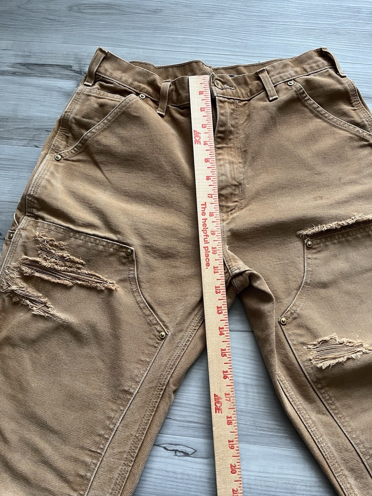 Vintage Carhartt B01 BRN Double Knee Pants 30×30 Made In USA -Distressed & Faded