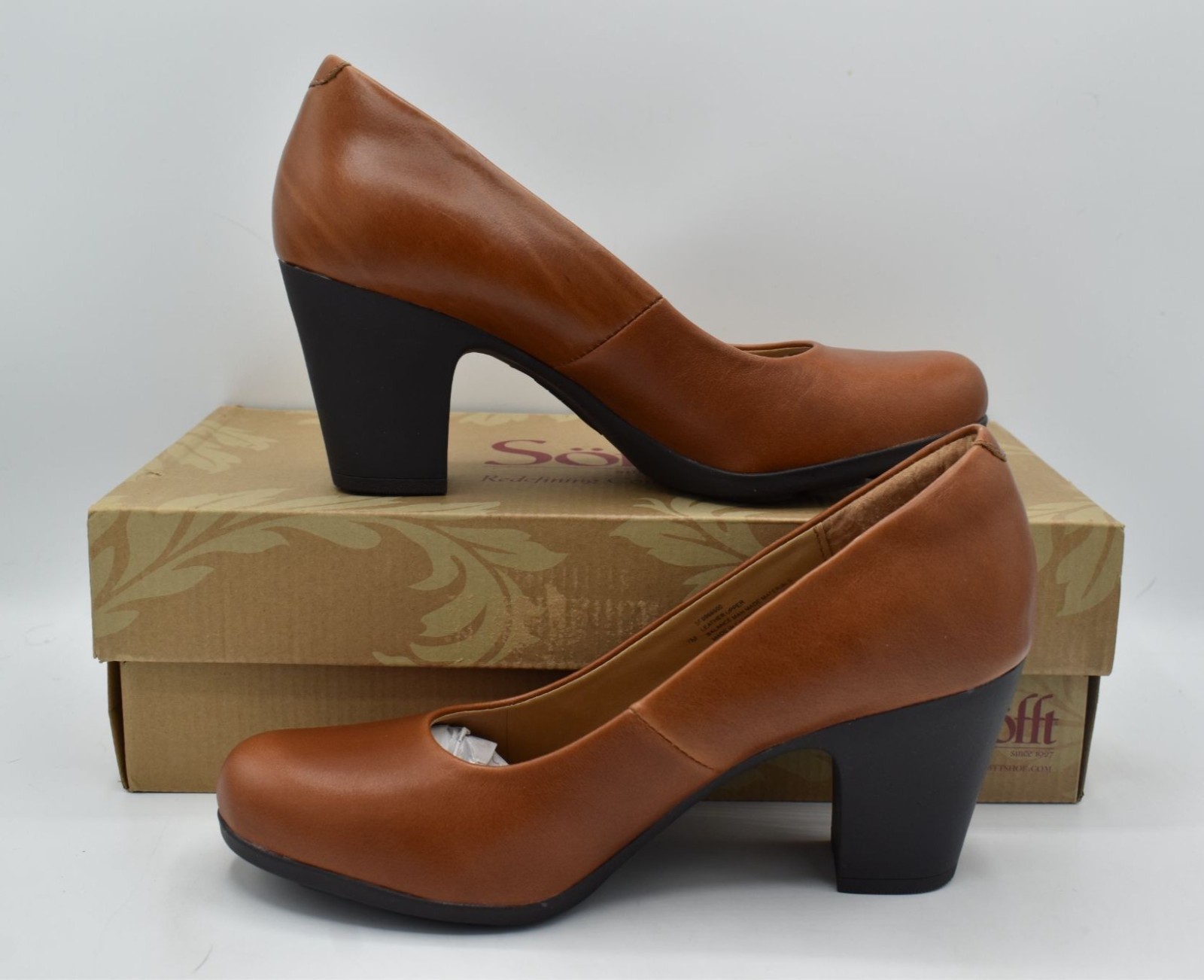 Sofft Womens Size 11 Nasia Cork Brown Tan Slip On Heeled Pumps Shoes