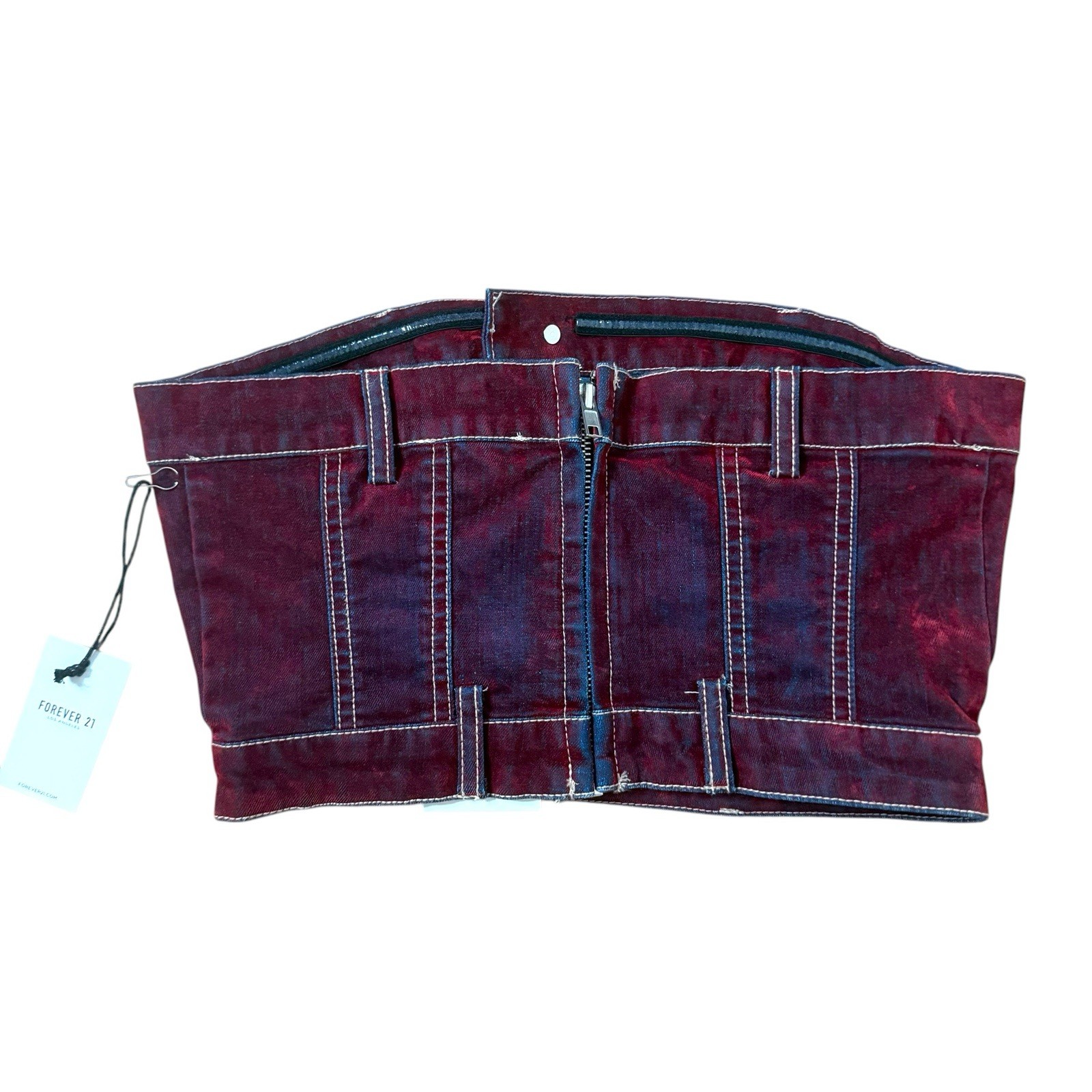 New with Tags Forever 21 Tube top size S Burgundy Velour Pants Design Unique