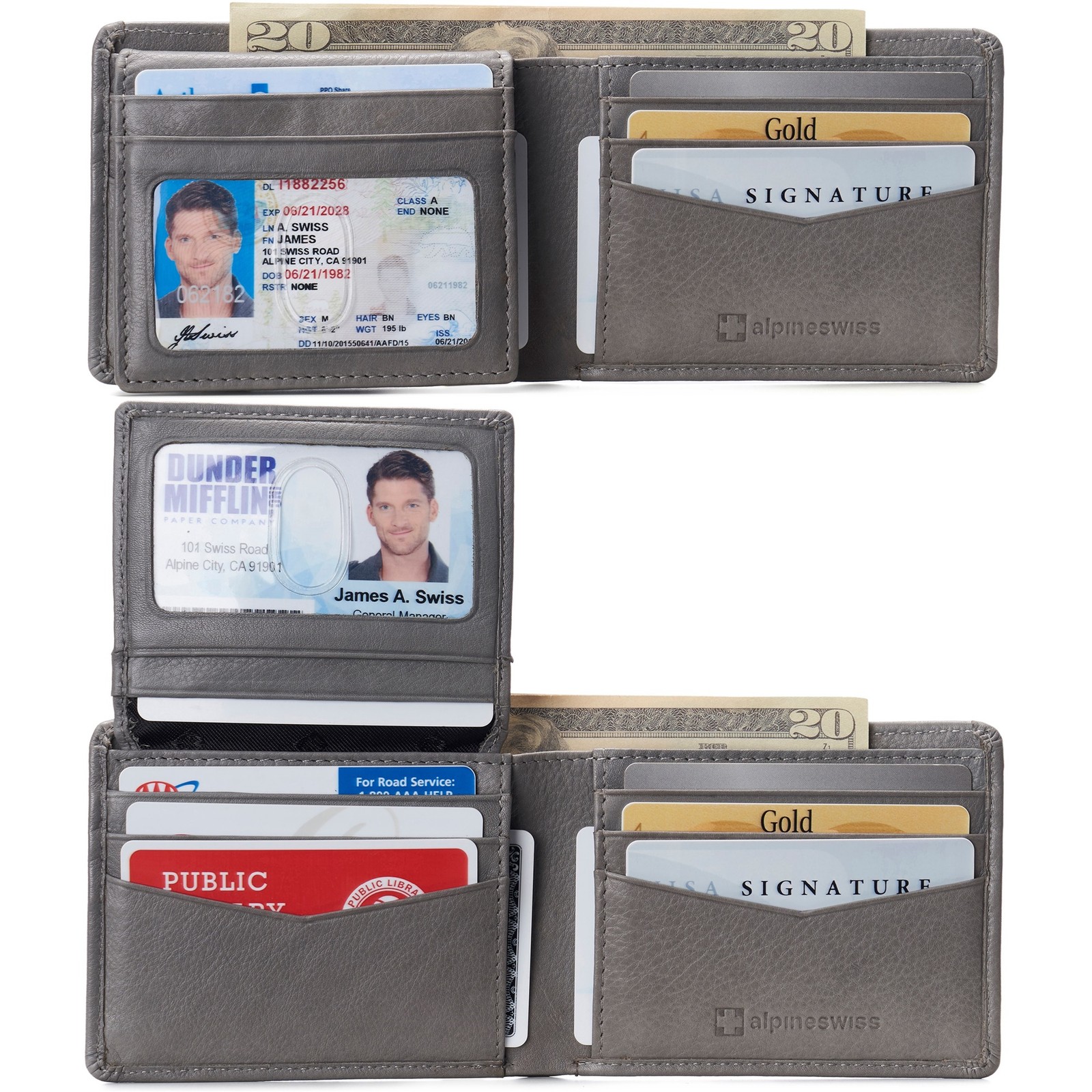 Alpine Swiss Bifold Wallet, Wallet Genuine Leather, RFID Blocking, Gift Box