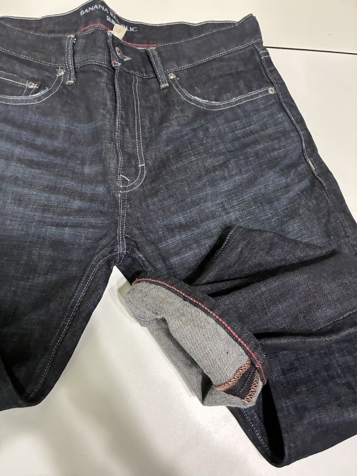 Banana Republic Jeans 33×30 Dark Wash Indigo Slim Fit Stretch Whiskered Casual