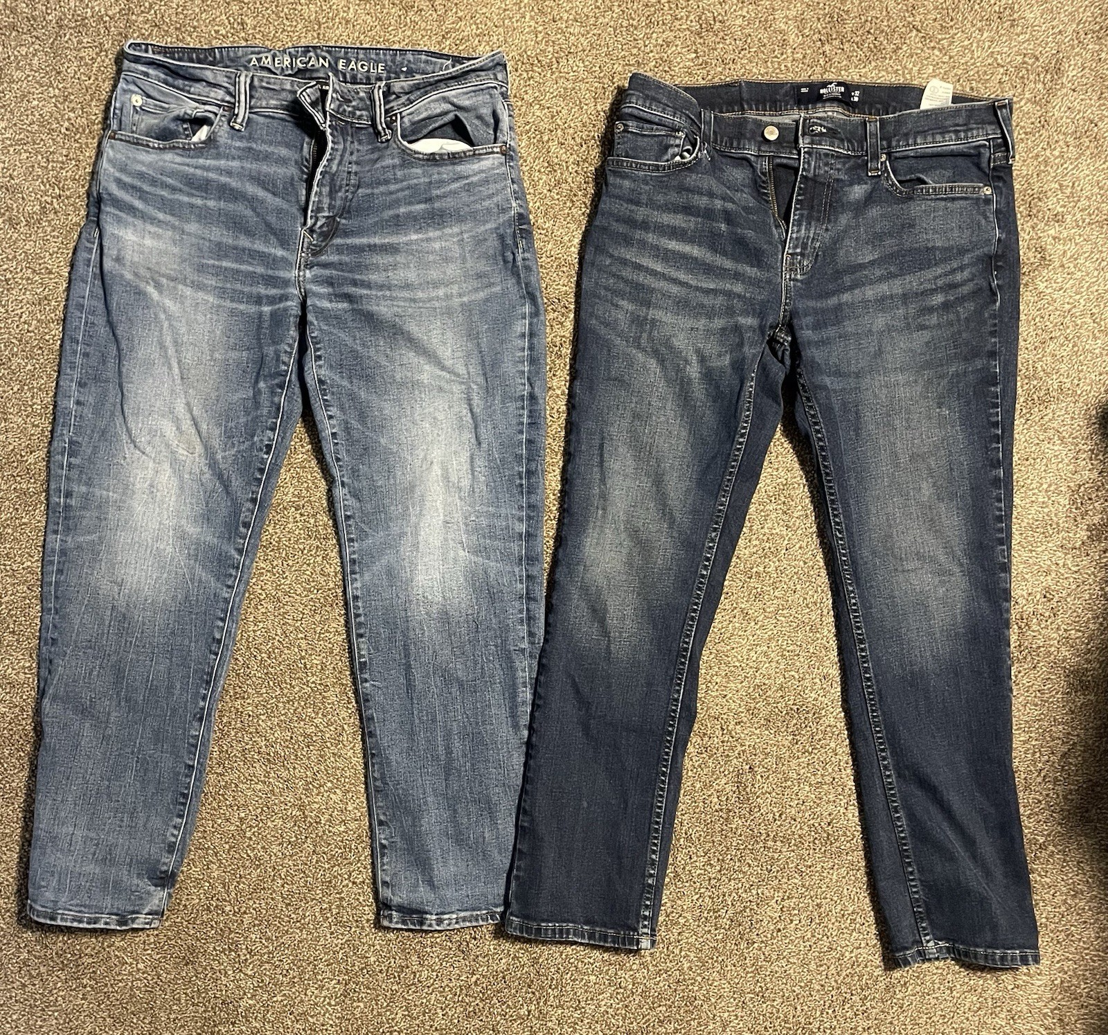 American Eagle AirFlex 33×30 and Hollister Slim Straight Blue Jeans 32×30