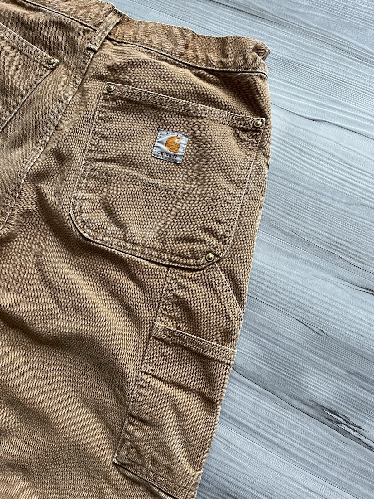 Vintage Carhartt B01 BRN Double Knee Pants 30×30 Made In USA -Distressed & Faded